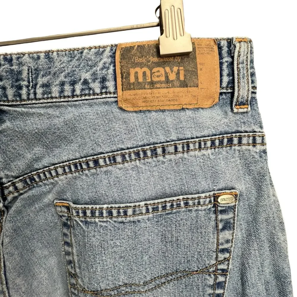 Mavi Y2K Relaxed Jeans Mens 32‎ Blue Light Wash Denim Faded Grunge Streetwear